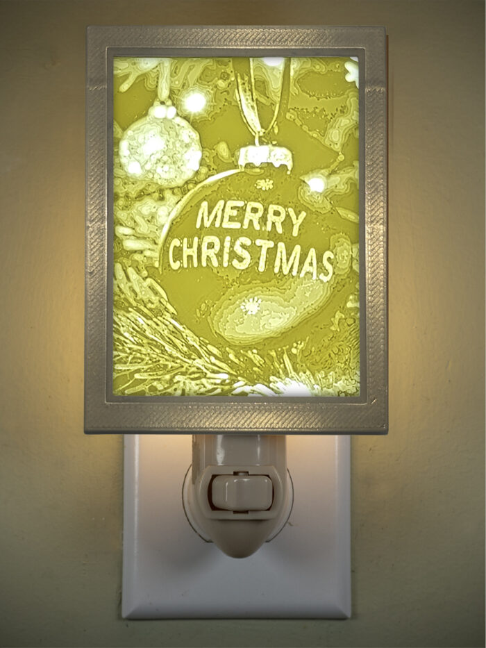 3D printed lithophane LED nightlight merry christmas ornament