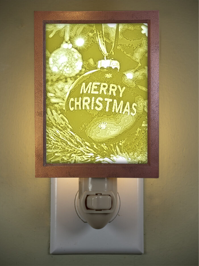 3D printed lithophane LED nightlight merry christmas ornament